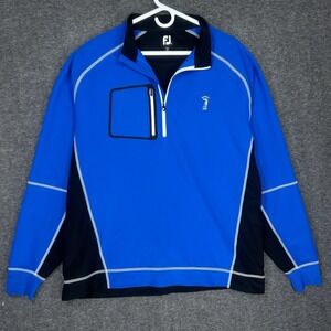 Footjoy Wind Shell Pullover Mens XL Blue 1/4 Zip Golf Atlanta National Golf Club
